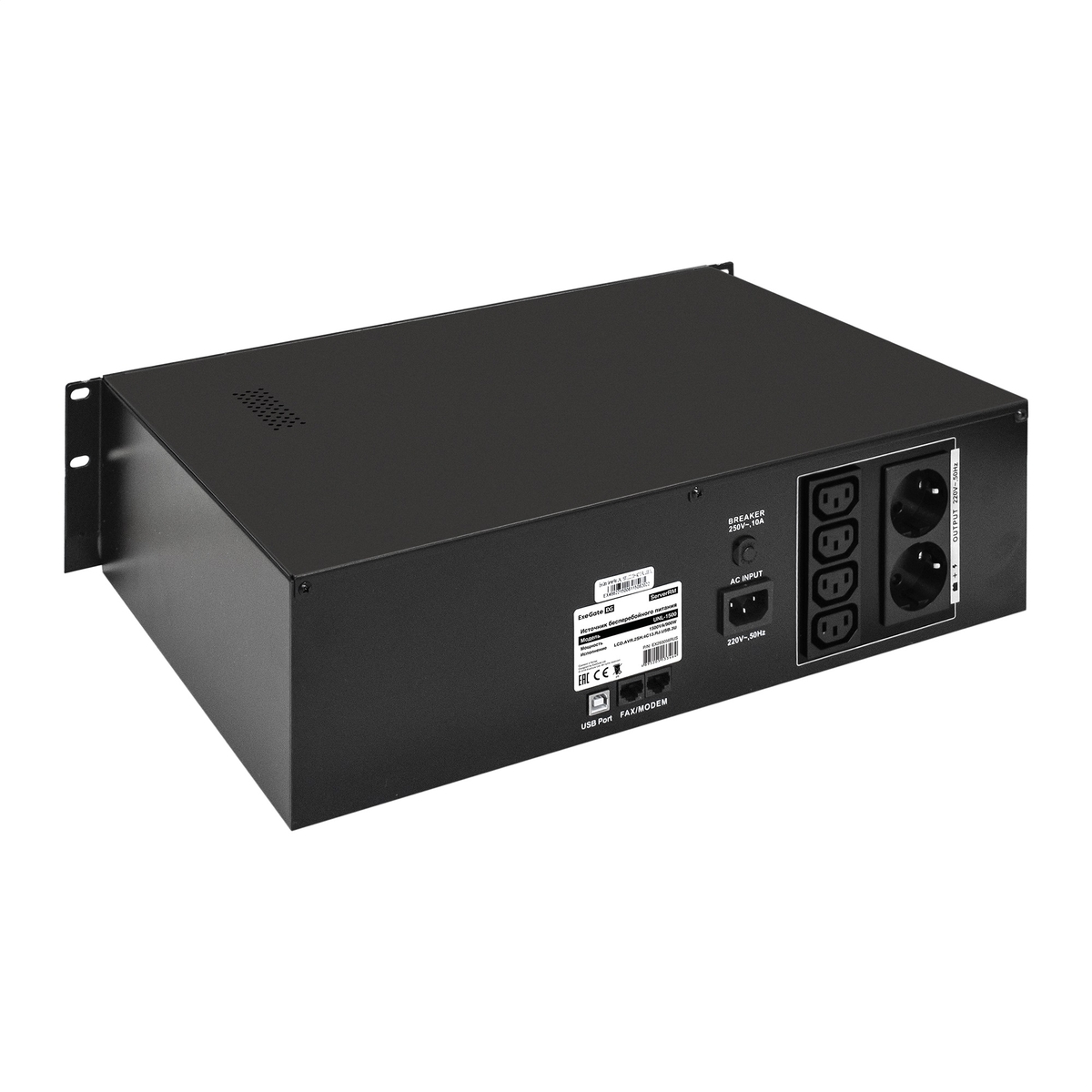 UPS ExeGate ServerRM UNL-1500.LCD.AVR.2SH.4C13.RJ.USB.3U