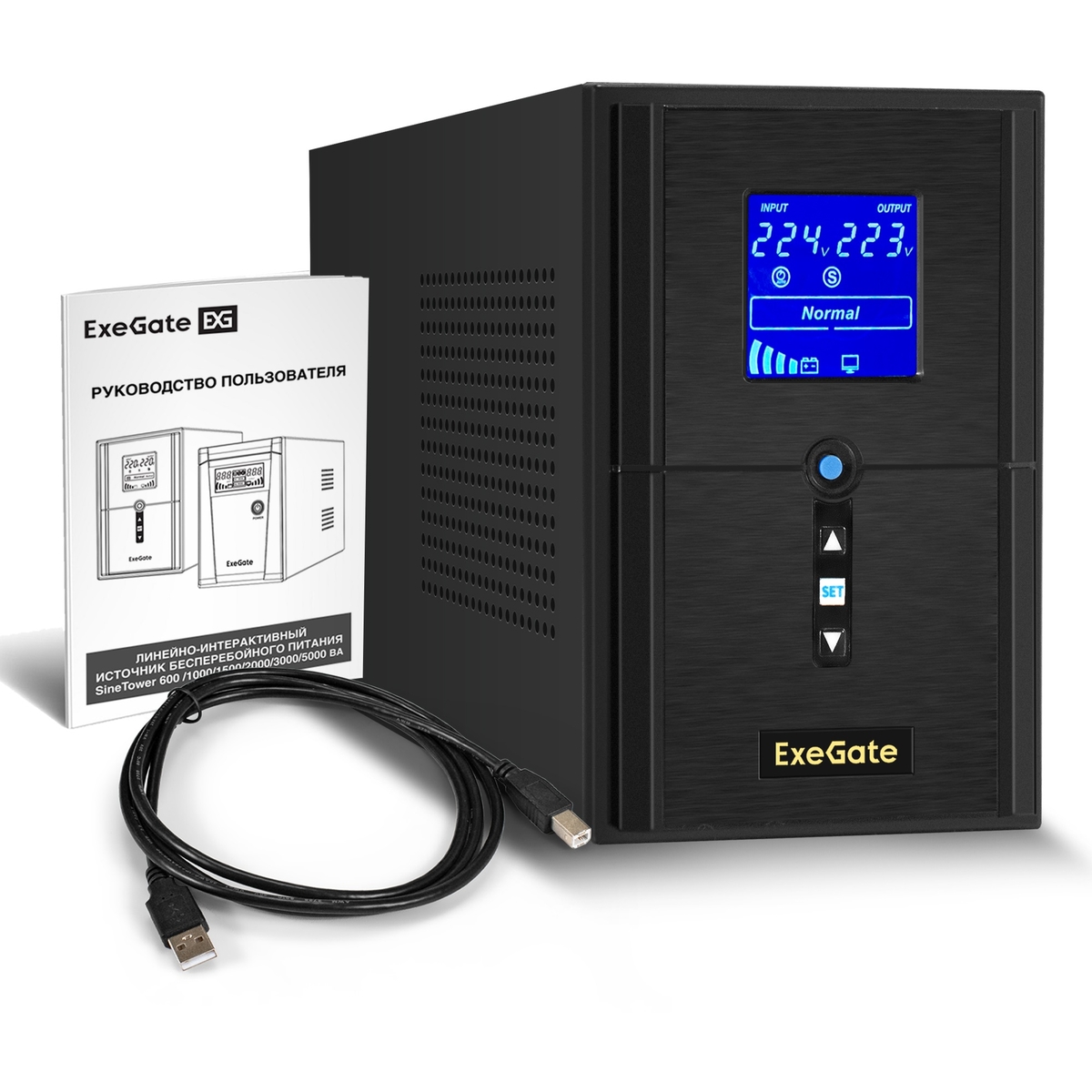 UPS (inverter, sinus, for boiler) ExeGate SineTower SN-1500.LCD.AVR.2SH.1C13.USB