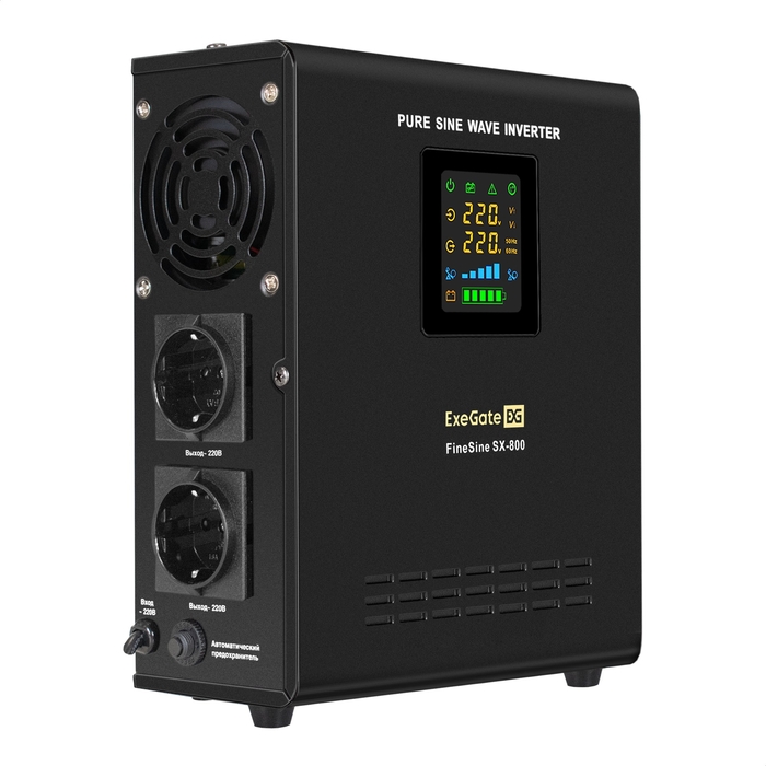 UPS (inverter, sinus, for boiler, wall-mounted) ExeGate FineSine SX-800.LCD.AVR.2SH