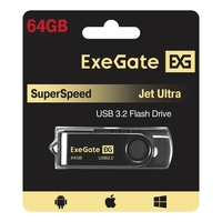 Flash drive USB3.2 Gen1 ExeGate Jet Ultra 64GB black Flash drive USB3.2 Gen1 ExeGate Jet Ultra 64GB black