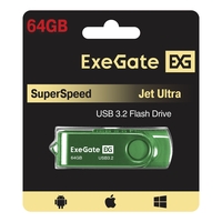 Flash drive USB3.2 Gen1 ExeGate Jet Ultra 64GB green Flash drive USB3.2 Gen1 ExeGate Jet Ultra 64GB green