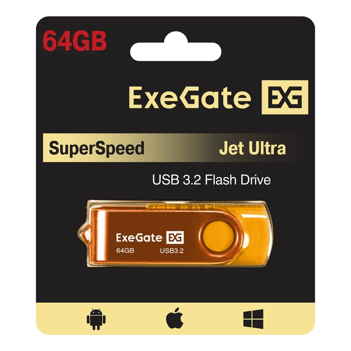 Flash drive USB3.2 Gen1 ExeGate Jet Ultra 64GB yellow Flash drive USB3.2 Gen1 ExeGate Jet Ultra 64GB yellow