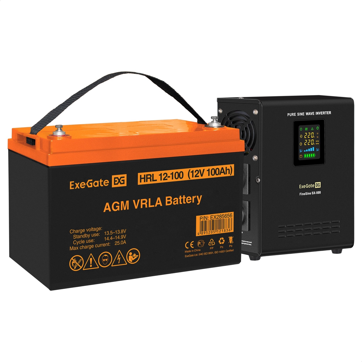 UPS set ExeGate FineSine SX-500.LCD.AVR.2SH + battery HRL 12-100 (12V, 100Ah), 1 piece UPS set ExeGate FineSine SX-500.LCD.AVR.2SH + battery HRL 12-100 (12V, 100Ah), 1 piece