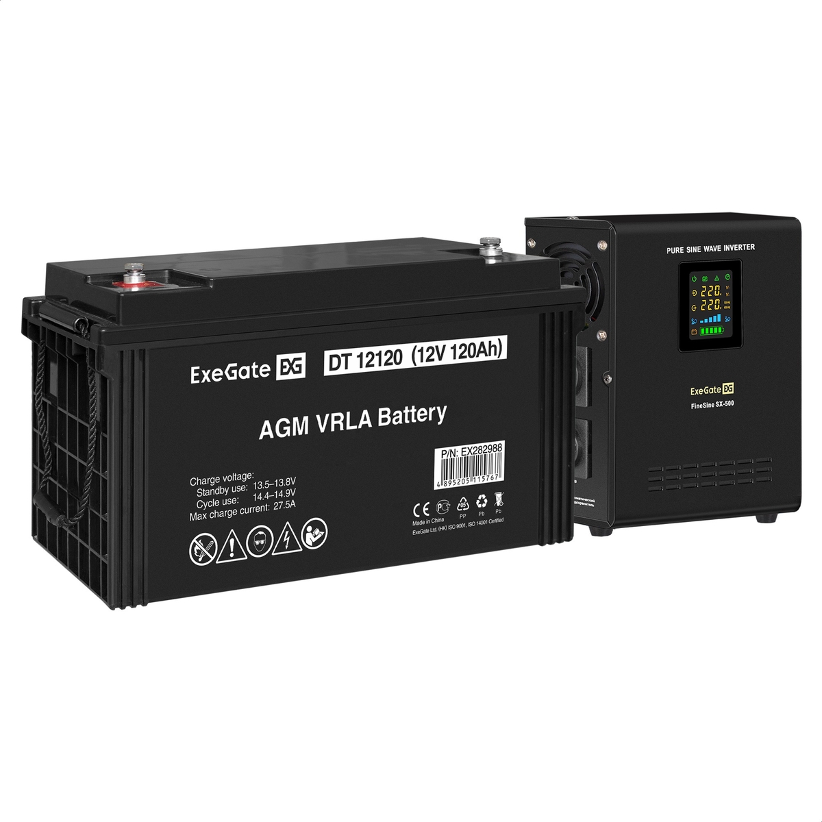 UPS set ExeGate FineSine SX-500.LCD.AVR.2SH + battery DT 12120 (12V, 120Ah), 1 piece UPS set ExeGate FineSine SX-500.LCD.AVR.2SH + battery DT 12120 (12V, 120Ah), 1 piece