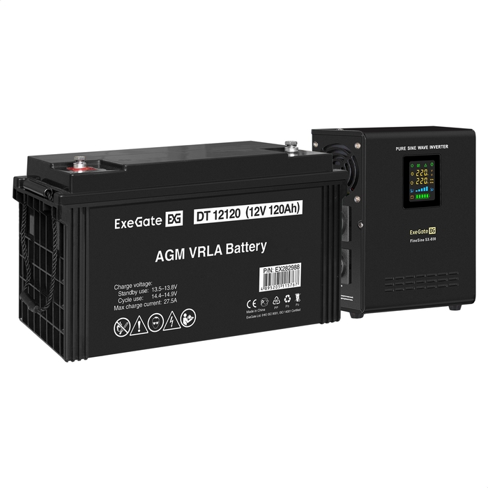 UPS set ExeGate FineSine SX-800.LCD.AVR.2SH + battery DT 12120 (12V, 120Ah), 1 piece UPS set ExeGate FineSine SX-800.LCD.AVR.2SH + battery DT 12120 (12V, 120Ah), 1 piece