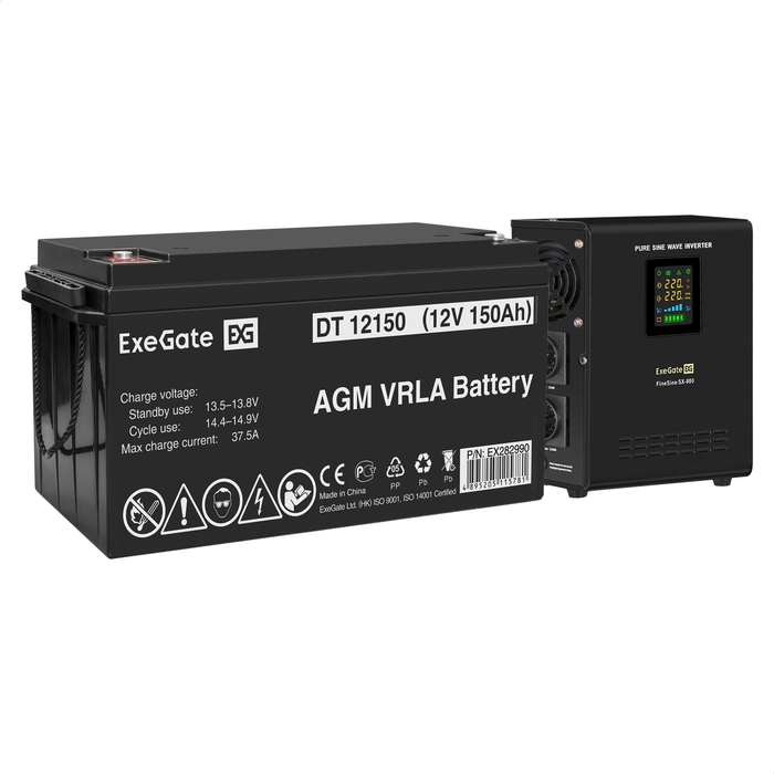 UPS set ExeGate FineSine SX-800.LCD.AVR.2SH + battery DT 12150 (12V, 150Ah), 1 piece UPS set ExeGate FineSine SX-800.LCD.AVR.2SH + battery DT 12150 (12V, 150Ah), 1 piece