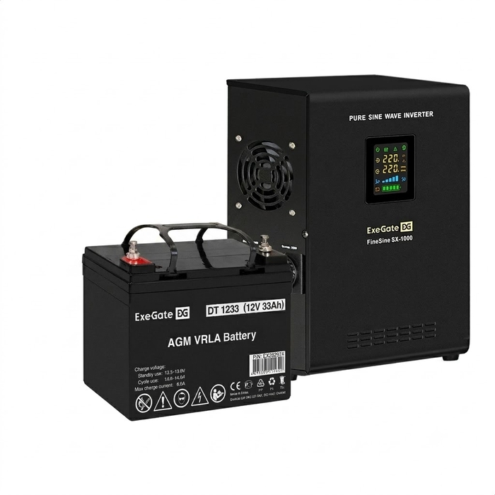 UPS set ExeGate FineSine SX-1000.LCD.AVR.2SH + battery DT 1233 (12V, 33Ah), 1 piece UPS set ExeGate FineSine SX-1000.LCD.AVR.2SH + battery DT 1233 (12V, 33Ah), 1 piece