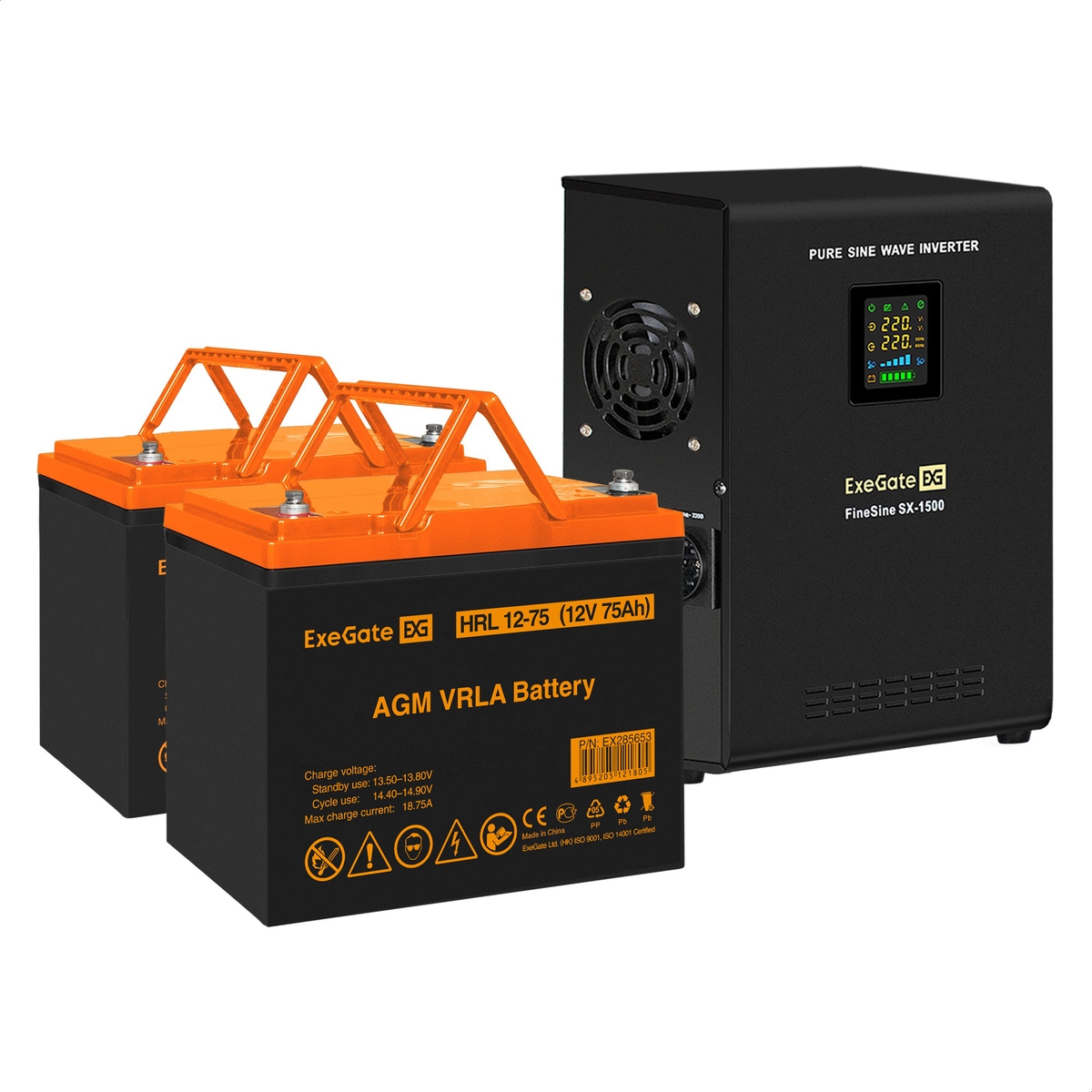 UPS set ExeGate FineSine SX-1500.LCD.AVR.2SH + battery HRL 12-75 (12V, 75Ah), 2 pcsece UPS set ExeGate FineSine SX-1500.LCD.AVR.2SH + battery HRL 12-75 (12V, 75Ah), 2 pcsece