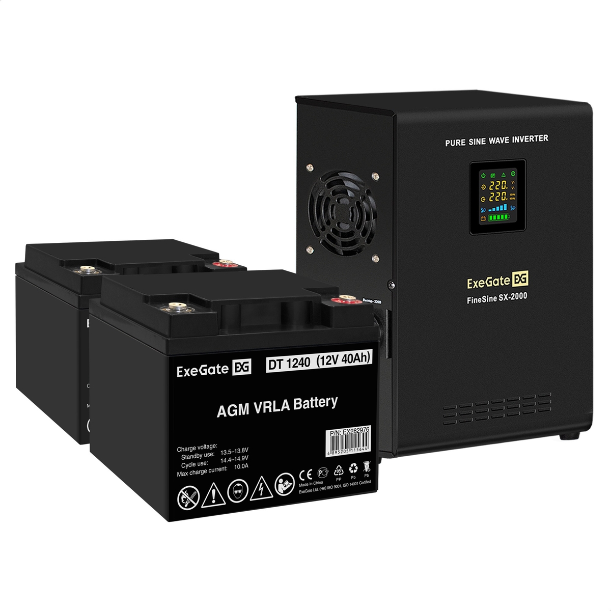 UPS set ExeGate FineSine SX-2000.LCD.AVR.2SH + battery DT 1240 (12V, 40Ah), 2 pcsece UPS set ExeGate FineSine SX-2000.LCD.AVR.2SH + battery DT 1240 (12V, 40Ah), 2 pcsece