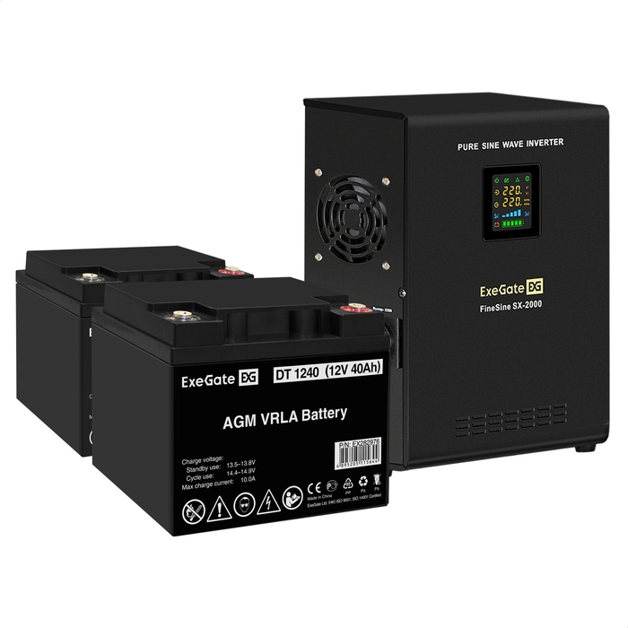 UPS set ExeGate FineSine SX-2000.LCD.AVR.2SH + battery DT 1240 (12V, 40Ah), 2 pcsece UPS set ExeGate FineSine SX-2000.LCD.AVR.2SH + battery DT 1240 (12V, 40Ah), 2 pcsece
