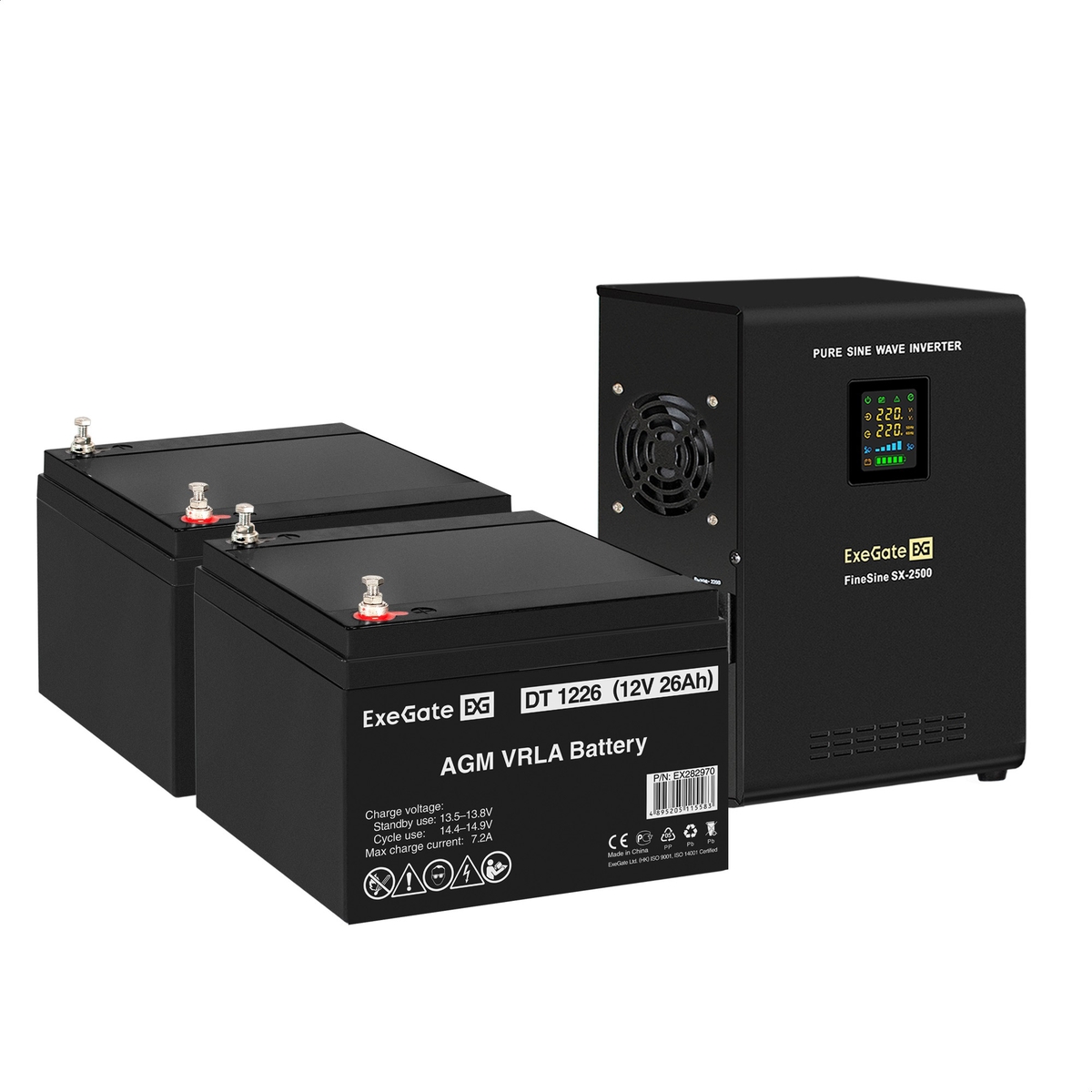 UPS set ExeGate FineSine SX-2500.LCD.AVR.2SH + battery DT 1226 (12V, 26Ah), 2 pcsece UPS set ExeGate FineSine SX-2500.LCD.AVR.2SH + battery DT 1226 (12V, 26Ah), 2 pcsece