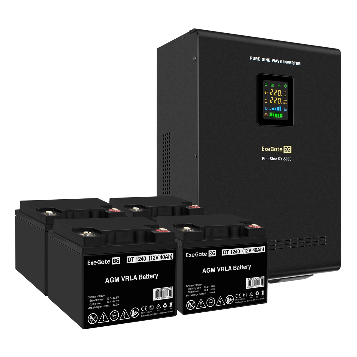 UPS set ExeGate FineSine SX-5000.LCD.AVR.2SH.T + battery DT 1240 (12V, 40Ah), 4 pcsece UPS set ExeGate FineSine SX-5000.LCD.AVR.2SH.T + battery DT 1240 (12V, 40Ah), 4 pcsece