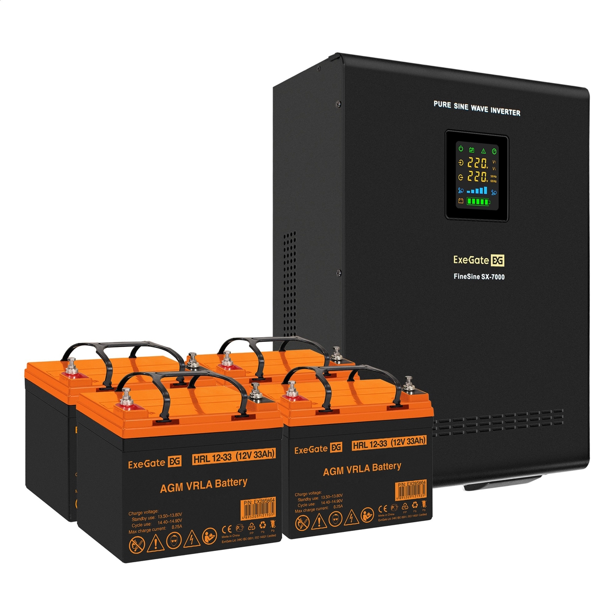 UPS set ExeGate FineSine SX-7000.LCD.AVR.2SH.T + battery HRL 12-33 (12V, 33Ah), 4 pcsece UPS set ExeGate FineSine SX-7000.LCD.AVR.2SH.T + battery HRL 12-33 (12V, 33Ah), 4 pcsece