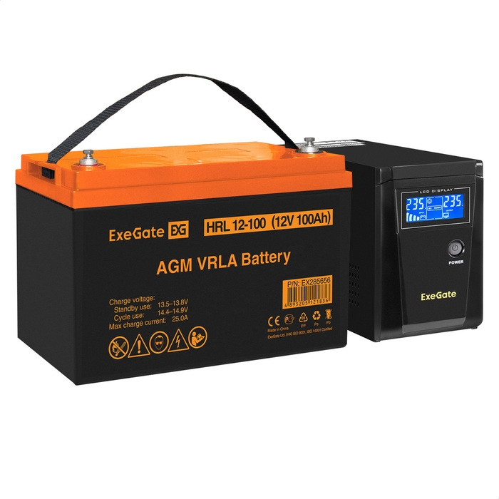 UPS set ExeGate SineTower SZ-600.LCD.AVR.1SH + battery HRL 12-100 (12V, 100Ah), 1 piece UPS set ExeGate SineTower SZ-600.LCD.AVR.1SH + battery HRL 12-100 (12V, 100Ah), 1 piece