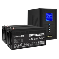 UPS set ExeGate SineTower SZ-1000.LCD.AVR.2SH.1C13.USB + battery DT 12200 (12V, 200Ah), 2 pcsece UPS set ExeGate SineTower SZ-1000.LCD.AVR.2SH.1C13.USB + battery DT 12200 (12V, 200Ah), 2 pcsece
