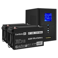 UPS set ExeGate SineTower SZ-1500.LCD.AVR.2SH.1C13.USB + battery DT 1265 (12V, 65Ah), 2 pcsece UPS set ExeGate SineTower SZ-1500.LCD.AVR.2SH.1C13.USB + battery DT 1265 (12V, 65Ah), 2 pcsece