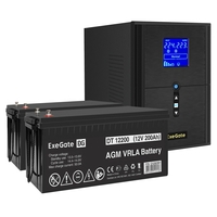 UPS set ExeGate SineTower SZ-2000.LCD.AVR.3SH.1C13.USB + battery DT 12200 (12V, 200Ah), 2 pcsece UPS set ExeGate SineTower SZ-2000.LCD.AVR.3SH.1C13.USB + battery DT 12200 (12V, 200Ah), 2 pcsece