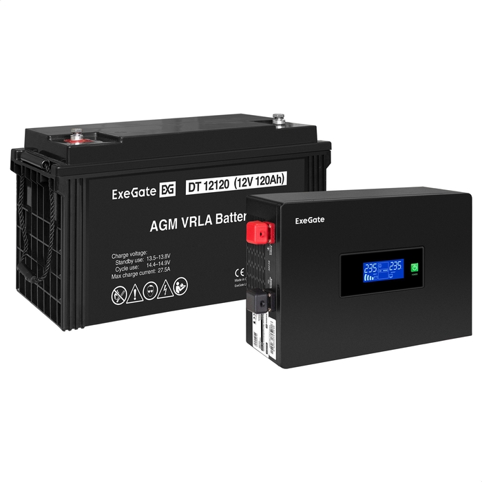 UPS set ExeGate IdealSine SR-1000.LCD.2SH + battery DT 12120 (12V/120Ah), 1 piece UPS set ExeGate IdealSine SR-1000.LCD.2SH + battery DT 12120 (12V/120Ah), 1 piece