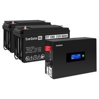 UPS set ExeGate IdealSine SR-1500.LCD.2SH + battery DT 1265 (12V/65Ah), 2 pcsece UPS set ExeGate IdealSine SR-1500.LCD.2SH + battery DT 1265 (12V/65Ah), 2 pcsece
