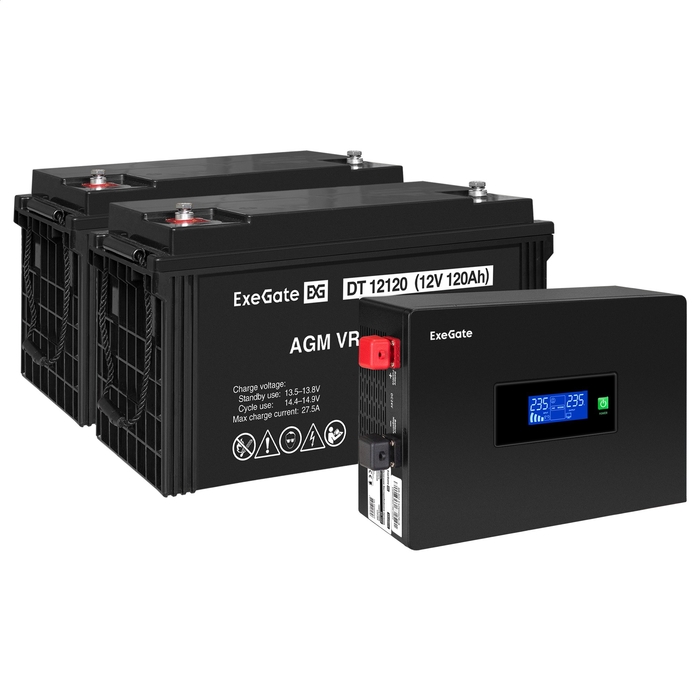 UPS set ExeGate IdealSine SR-1500.LCD.2SH + battery DT 12120 (12V/120Ah), 2 pcsece UPS set ExeGate IdealSine SR-1500.LCD.2SH + battery DT 12120 (12V/120Ah), 2 pcsece