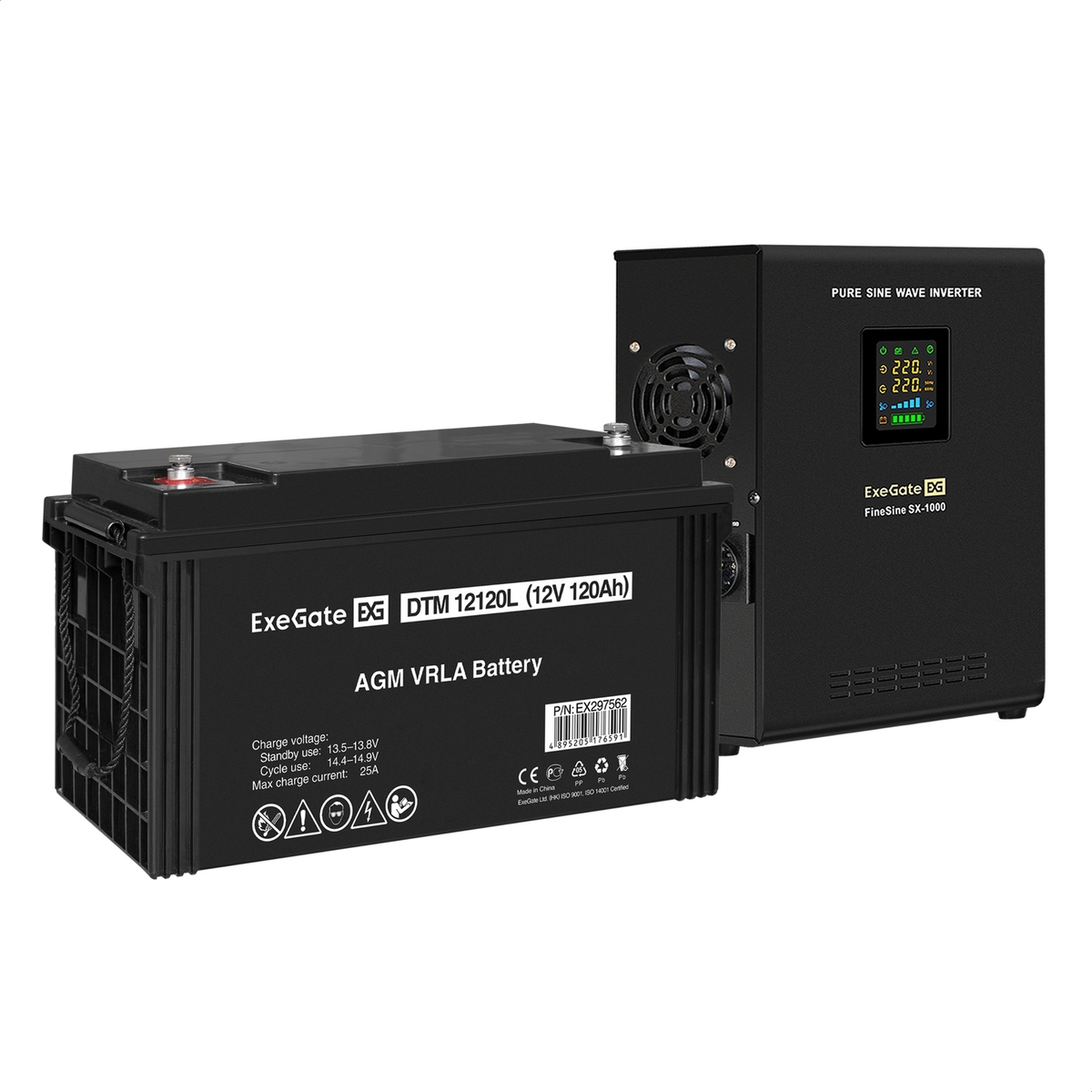 UPS set ExeGate FineSine SX-1000.LCD.AVR.2SH + battery DTM 12120L 120Ah 1 pcsce UPS set ExeGate FineSine SX-1000.LCD.AVR.2SH + battery DTM 12120L 120Ah 1 pcsce