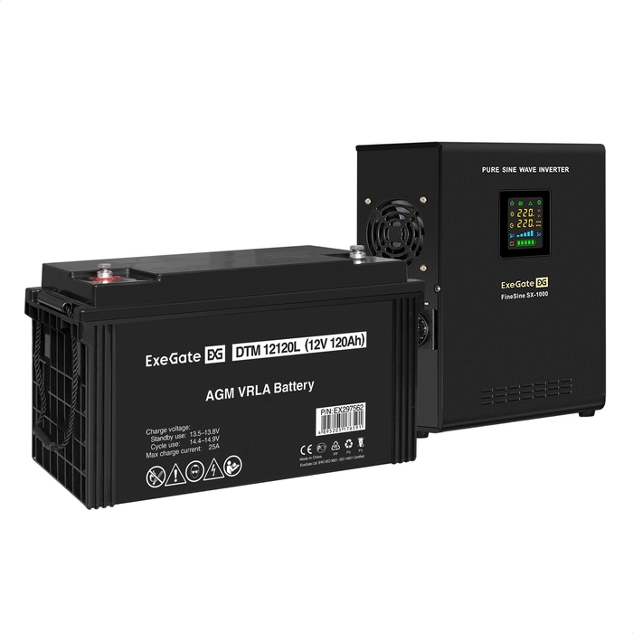 UPS set ExeGate FineSine SX-1000.LCD.AVR.2SH + battery DTM 12120L 120Ah 1 pcsce UPS set ExeGate FineSine SX-1000.LCD.AVR.2SH + battery DTM 12120L 120Ah 1 pcsce