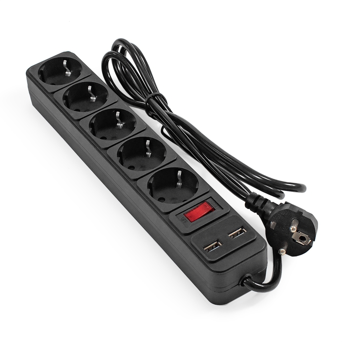 Surge protector extension cord with USB charging ExeGate SP-5-USB-1.8B