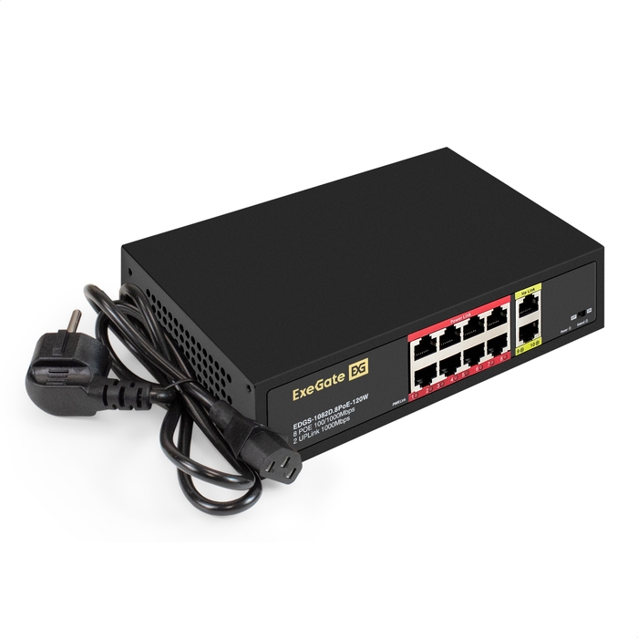 Unmanaged Switch ExeGate EDGS-1082D.8PoE-120W