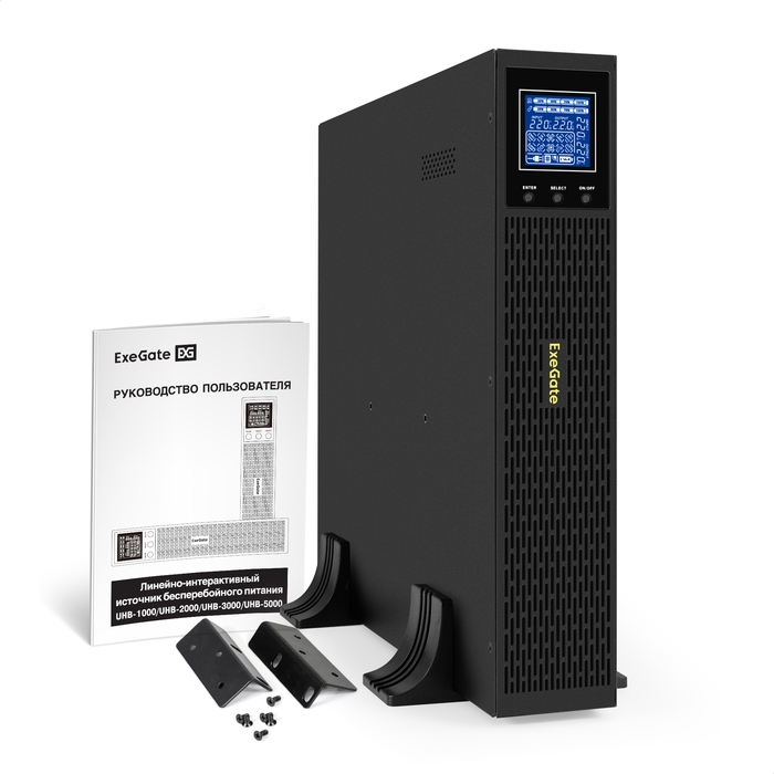 UPS Pure Sine Wave ExeGate SinePower UHB-3000.LCD.AVR.8C13.RJ.USB.BC.2U