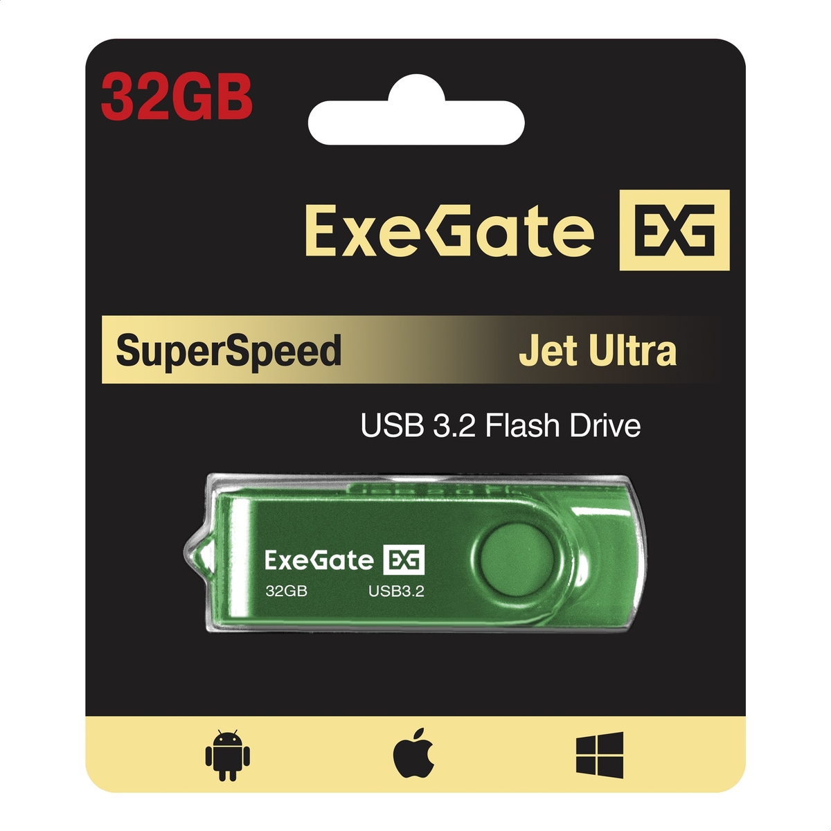 Flash drive USB3.2 Gen1 ExeGate Jet Ultra 32GB green