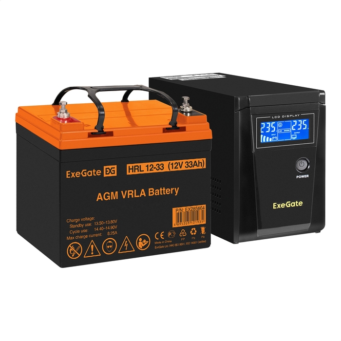 UPS set ExeGate SineTower SZ-600.LCD.AVR.1SH + battery HRL 12-33 (12V, 33Ah), 1 piece