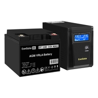 UPS set ExeGate SineTower SZ-600.LCD.AVR.1SH + battery DT 1240 (12V, 40Ah), 1 piece