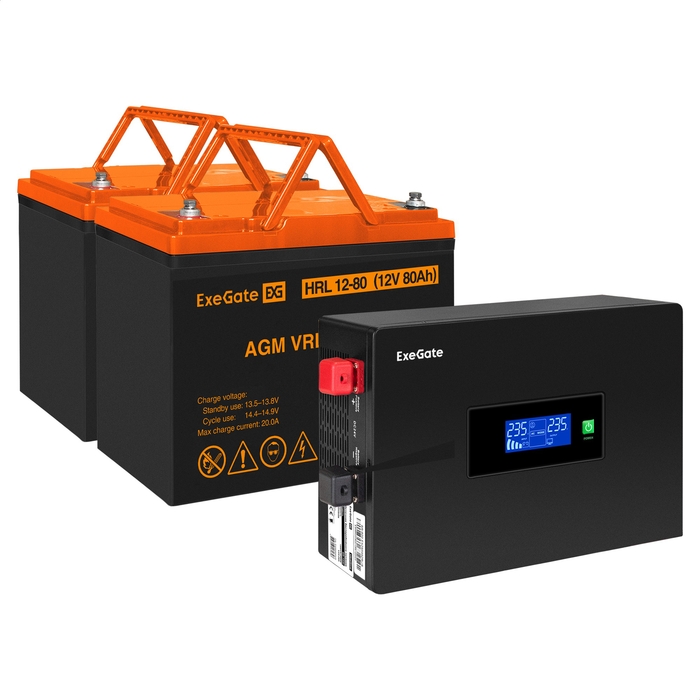 UPS set ExeGate IdealSine SR-1500.LCD.2SH + battery HRL 12-80 (12V/80Ah), 2 pcsece