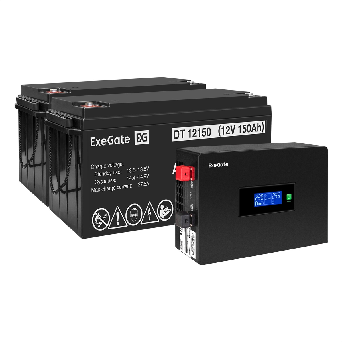 UPS set ExeGate IdealSine SR-1500.LCD.2SH + battery DT 12150 (12V/150Ah), 2 pcsece