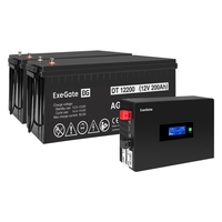 UPS set ExeGate IdealSine SR-1500.LCD.2SH + battery DT 12200 (12V/200Ah), 2 pcsece